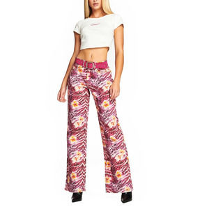 I Am Gia Hibiscus Animal Print Pants